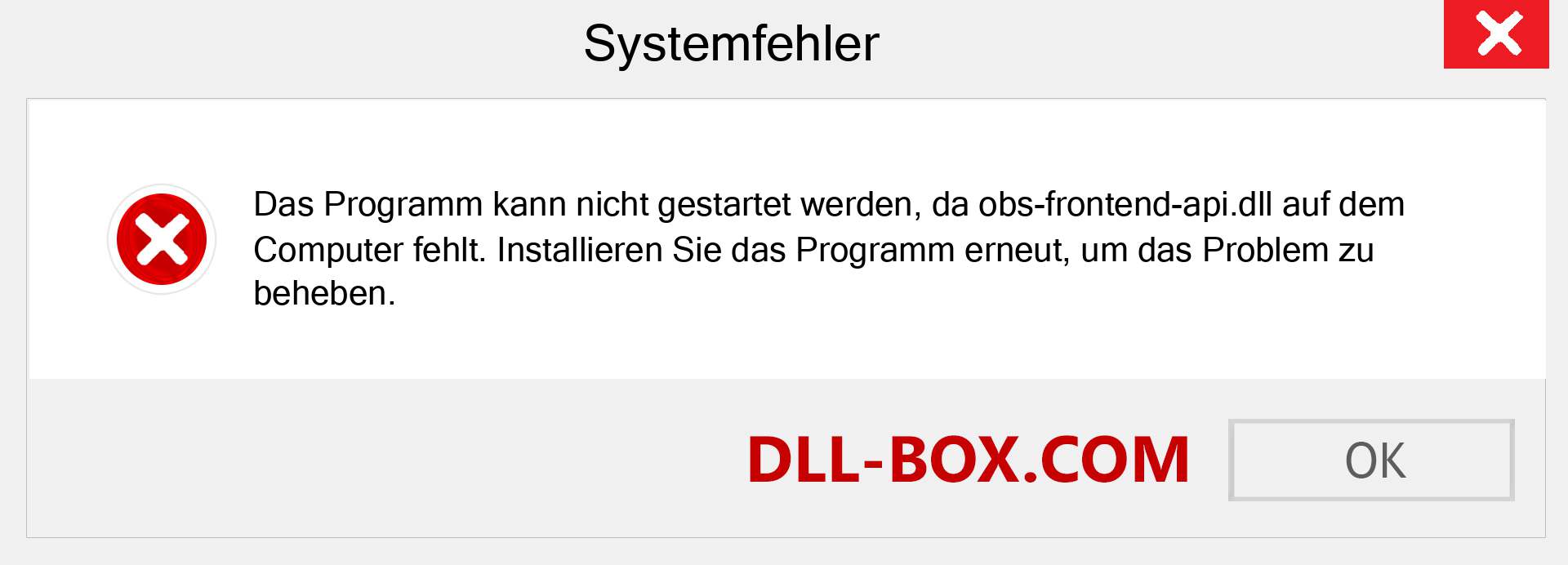 obs-frontend-api.dll-Datei fehlt?. Download für Windows 7, 8, 10 - Fix obs-frontend-api dll Missing Error unter Windows, Fotos, Bildern